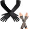 2 Paar Lange Schwarze Handschuhe, Lange Handschuhe Damen, Netzhandschuhe Schwarz, Elegant Seidenhandschuhe Classic Abendhandschuhe, für Halloweenkarneval Party Ball Opera Abschlussfeiern Hochzeiten