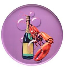 Gift Company Love Trays, Dekotablett, M, Motiv: Champagner und Hummer, violett