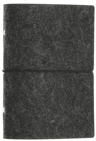 PATIKIL A5 Notizbuch-Binder, 6-Ring-Filz-Loseblatt-Binder-Cover nachfüllbarer Ringbinder mit elastischem Band für Füllerpapier Budget-Binder Journal-Tagebuch-Zubehör, Dunkelgrau