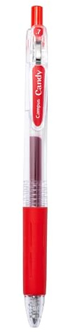 Campus Candy Gelschreiber, nachfüllbare Farbstifte mit Strichstärke 0,7 mm, Gel-Tintenroller, schnell trocknend und wasserdicht (Kugelschreiber, Rot, 1 Stück)