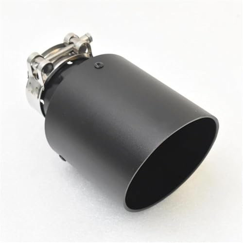 DZSQOMHGD Auspuffblenden 1 Stück Aluminiumlegierung Mattschwarzer Edelstahl-Auspuffschalldämpfer Auto Modifizierter Spitzenschwanz E46 F30 Xf Auto Auspuff Endrohr(60MM IN- 105MM Out)