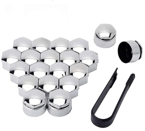 20 Pièces Cache ecrou pour Opel Insignia 2018-2020, Capuchons D'Écrou De Roue Capuchons Protection Hexagonal Écrous De Roue Outil Retrait,19mm-Silver