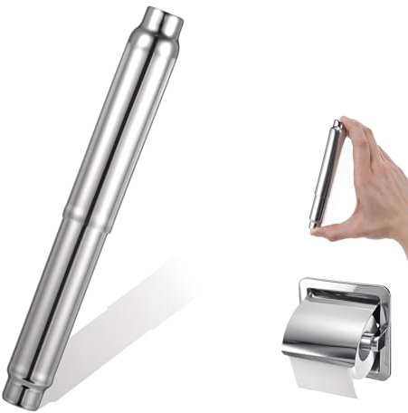 1Pcs Toilet Paper Holder, Stainless Steel Toilet Roll Holder Insert, Spring Rod Roller Replacement Loaded, Spring Loaded Roller Replacement Rod, Universal