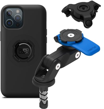 Quad Lock Fork Stem Motorcycle Phone Mount (V2) with MAG Phone Case and Vibration Dampener for iPhone 12 Pro Max