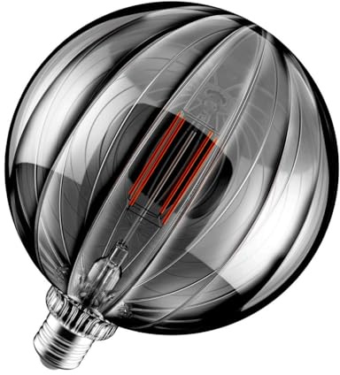 Crompton Lamps LED Decorative E27 Screw Bulb, 150mm x 182mm G150 Screw Filament Bulb, 4.5W 1800K Extra Warm White 200lm 20W Eqv, Smoke Grey Lightbulb, Hanging Lights, Pendant Light, Vintage Lamp