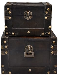 Trendy Boy Vintage Treasure Lock Storage Box – Handmade Wooden Decorative Chest, Perfect Keepsake Box for Home Décor, Jewelry, Trinkets and Gift Storage (332-grey)