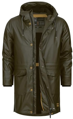 Indicode Herren INTommy Regenmantel Parka Funktionsjacke mit Nässeschutz | Wasserdichter Regenmantel mit windabweisender Funktion, Funktionsjacke, Windbreaker, Segeljacke, Outdoorjacke für Männer