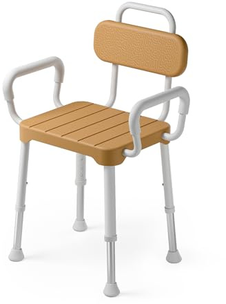 Loyoda Shower Chair with Back & Arms for inside shower or Tub- Lightweight Aluminium, Removable & Rust-Proof