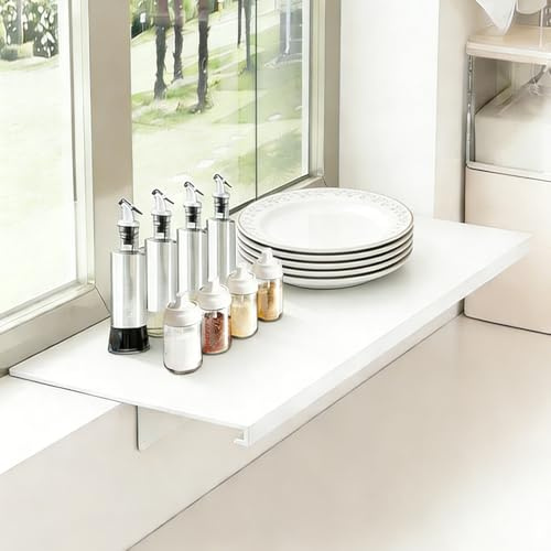 Fensterbank Verlängerungsplatte 60x25cm Magnetisches Abstellregal Fensterbrett aus Kohlenstoffstahl für Küche, Bad, Balkon, Kein Bohren Erforderlich (Weiß)