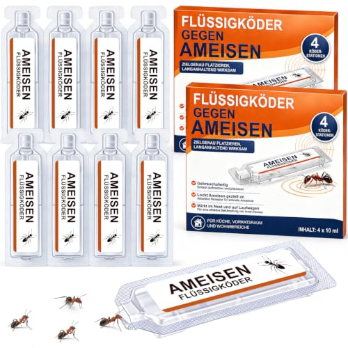 8 Stück Ameisenköderdose für Innen – 2 Boxen Ameisenköder gegen Ameisen | Ameisen Köderdose zur gezielten Platzierung an Ameisenstraßen, für Küche, Haus, Vorratsraum, Keller, Garage und Balkon