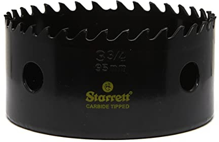 Starrett Tungsten Carbide Tipped Hole Saw - CT334 Deep Cut Holesaw Cutter - For Wood Suspended Flooring Reinforced Concrete & Fibreglass - 95MM