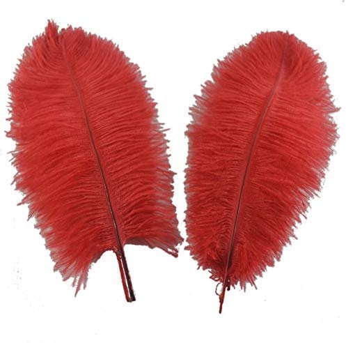 Sowder 5pcs Ostrich Feathers 16-18inch(40-45cm) for Home Wedding Decoration(red)