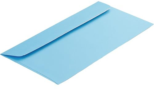 100 Stück, Farbige Briefumschläge, DIN C6/5, Haftklebung mit Abziehstreifen, Gerade Klappe, 130 g/qm Colorista, Ohne Fenster, Blau (Hellblau), Blanke Briefhüllen
