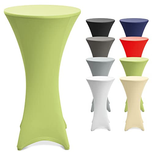 Beautissu Stretch Stehtisch Hussen 80cm Grün – Waschbar Bügelfrei Stehtisch Hussen für Stehtische Stehtischhussen rutschfest Verstärkung Fußbereich Tischhusse Tischdecke Stehtisch Rund – Stella