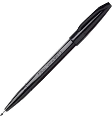 Pentel Sign Pen S 520 Felt Pens Pack of 6, Black