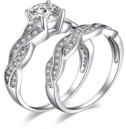 JewelryPalace Wickelring Unendlichkeit Verlobungsring Paar Eheringe Ring Silber 925 Damen, Zirkonia Silberringe Trauringe Damenring Hochzeitsringe Antragsring Memoirering Ringe Set, Damen Schmuck
