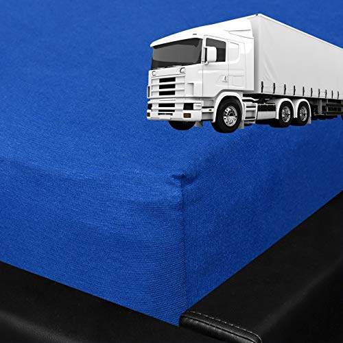 G BETTWARENSHOP Spannbettlaken für LKW Truck Matratzen mit Rundumgummi 60x220 cm Royalblau