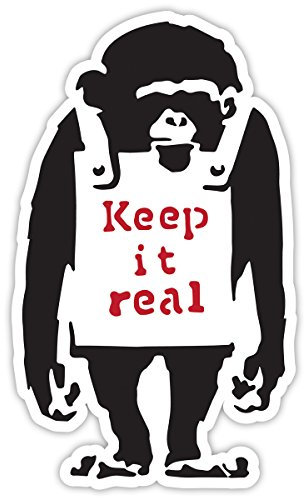 Banksy Monkey Keep It Real Design | Art Wand Graffiti Vinyl Aufkleber | Urban Art Fenster, Auto, Laptop Aufkleber - Small - 5x3cm