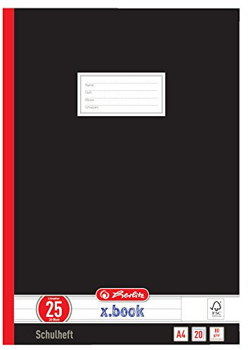 5 Herlitz Oberschulhefte / A4 / 20 Blatt / Lin. 25 liniert mit Rand
