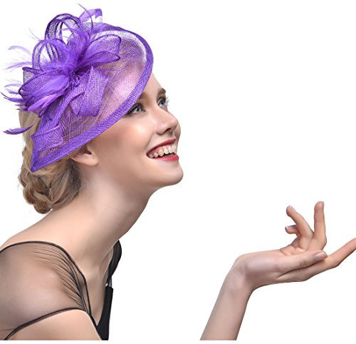 Sinamay Fascinators Hat Flower Featherson Headband Clip Hat for Women Proms Kentucky Derby