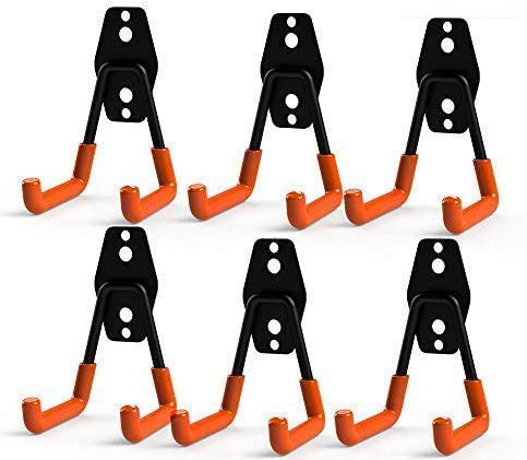 CoolYeah Steel Garage Storage Utility Double Hooks, Heavy Duty for Organizing Power Tools,Small U Hooks (pack of 6, 2 × 2.8 × 4.2 inches)