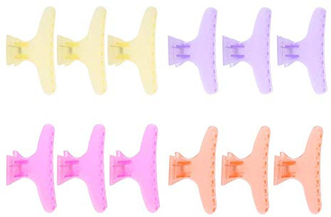 12 Pezzi/Set di Pinze Colorate per Capelli, Belle Pinza Capelli Donna, Adatti per Parrucchieri Professionali (Cristallo)
