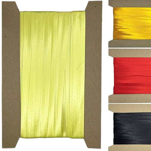 Roban Fashion 10m Satin Schrägband zum Nähen gefalzt 20mm breit Citrongelb