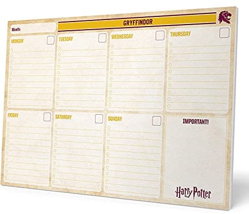 Grupo Erik Wochenplaner Tischkalender Block - Kalender Planer Harry Potter Gryffindor - Tischplaner A4 ohne festes Datum - Tischplaner A4 - Tischkalender ohne Datum - Schreibtischunterlage Papier