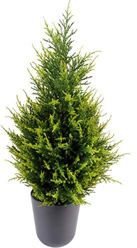 PEGANE Plante Artificielle Haute Gamme Spécial extérieur/Cypres Juniperus - Dim : 65 x 33 cm