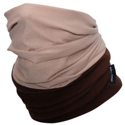 Hilltop® Polar Multifunktionstuch mit Fleece, warmes Schlauchtuch, Schal, Halstuch für kalte Herbst und Wintertage, für Damen und Herren, Trendige Farben, Farbe:Brown