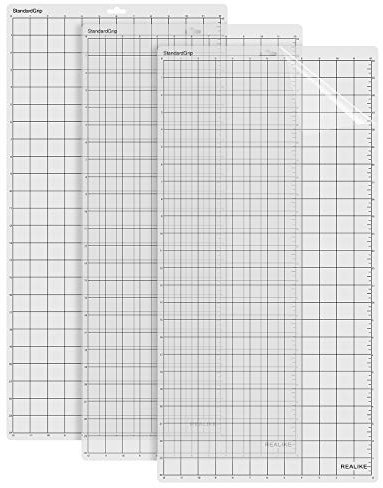 REALIKE StandardGrip Schneidematte für Cricut Explore One/Air/Air2/Maker,12x24 Zoll30.48cm X60.96cm3er-Pack Klebstoff klebrig Cutting Mat Flexibler rutschfester Ersatz Vinyl