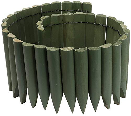 JonesHouseDeco Recinzione compatta in legno, 120 cm x 30 cm x 1,35 cm, bordo verde flessibile da giardino, non richiede scavo, garanzia 3 anni