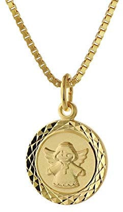 trendor Engel Schmuck-Anhänger für Kinder Gold 585 + vergoldete Kette liebevoller Kinderschmuck für Mädchen und Jungen, zauberhafte Geschenkidee, 75323-42 42 cm
