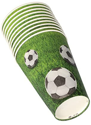PAPSTAR Lot de 10 gobelets jetables en carton - 0,2 l - Diamètre : 7 cm - 9,7 cm - Football 88647