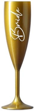 Print Maniacs Champagne Premium Gold Flute Glass Bride Groom Mr Mrs Wedding Maid Honour Wine Cocktail Prosecco Celebrations Gift (White, Bride)