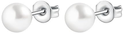 Lieson Titan Ohrringe Frauen, Ohrstecker Damen Silber Ohrringe Perle 5MM