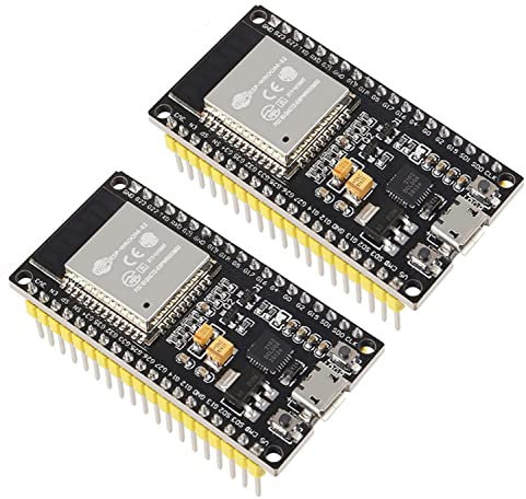 DUBEUYEW Entwicklungsboard 2,4 GHz Dual Core WLAN WiFi + Bluetooth 2-in-1 Mikrocontroller ESP-WROOM-32 Chip 2102 38 Pins für ESP32 für Arduino (38PIN, 2PCS)