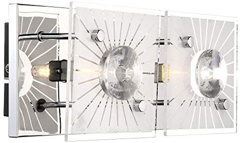 etc-shop Wandleuchte Kristalle Kristallleuchte Wand Modern Wandlampe Glas Chrom, satiniert, 2-Flammig G9 Fassung, LxBxH 24x11x10 cm