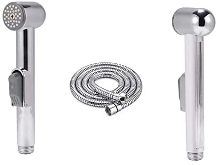 New Improved 2025 Universal bargin Muslim SHATAFF with Shower Hose Chrome Bidet Hose Douche Hand Shower Spray Toilet Hand Held Bidet Spray Kit with Brass Shut Off Valve