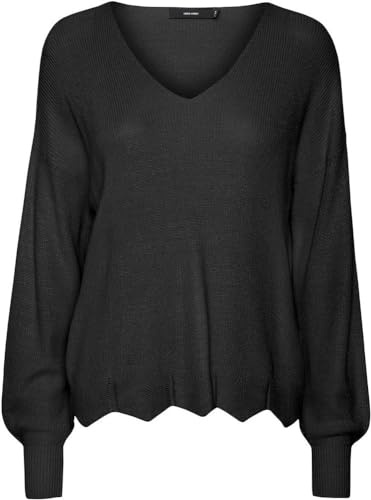 VERO MODA Damen Vmnewlexsun Scallop Ls V-Neck Pull Ga Pullover