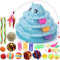 Suhaco 21 Pack Cat Toys for Indoor Cats Interactive Kitten Toy Fun Roller 3 Level Cats Ball Toys with Catnip Ball Self Play Cat Feather Wand Kitty Toy for Boredom (Blue)