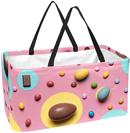 Panier à provisions rectangulaire en tissu - Boîtes de rangement pour Pâques - Rose