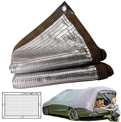 Alunetz, Auto Schattennetz Für Hunde, Aluminet Schattennetz Hitzeschutz-Plane Mit Ösen, Wetterschutz Sonnensegel Für Patio,carport,zwinger, 99% Schattierungsrate, Dauerhaft(Size:4 * 4M)