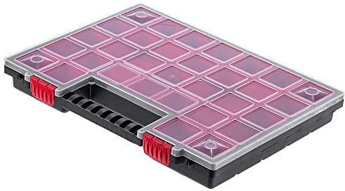 KADAX Organizer, Werkzeugkasten aus Kunststoff, Kleinteilmagazin mit transparentem Deckel, Kleinteilemagazin in verschiedenen Größen, Sortimentskasten (40x30cm / 1 Stück)