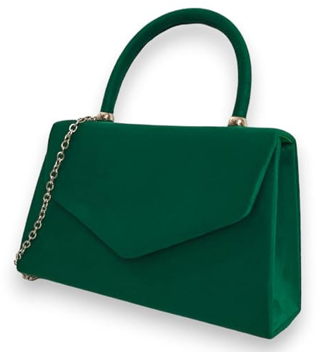 fi9® Retro Suede Tote Style Wedding Ladies Party Prom Evening Clutch Hand Bag Purse (Green)