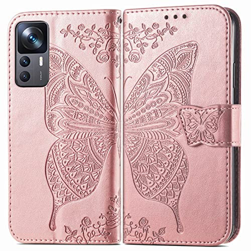 Handyhülle für Xiaomi 12T / Xiaomi 12T Pro Hülle Xiaomi 12T / Xiaomi 12T Pro | Book Case Flip Tasche mit Magnet Kartenfach Standfunktion | Rosegold