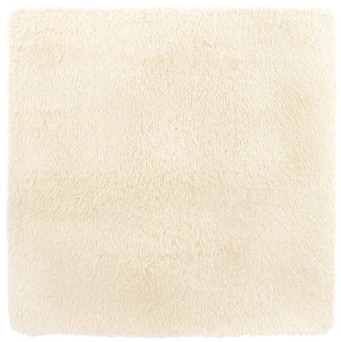 vidaXL shaggy rug - high pile polyester area carpet 200x200 cm cream - non-slip, indoor/outdoor use, living room, bedroom, office