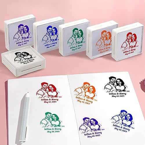 VEELU Stempel Personalisiert Mit Name und Gesicht Personalisierte Foto-Portrait-Stempel, Schule Büro Business Supplies Gummistempel lustige Geschenke für Lehrer Kinder Client Mitarbeiter