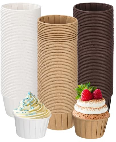 180 Stück Papier Muffinförmchen, Cupcake Formen für Hochzeit, Muffinförmchen Papier Geburtstag, Eisbecher Pappe cupcakes Party, Einweg Backbecher in Weiß, Braun, Dunkelbraun