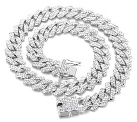 ZXUSHE Collane da uomo,Catena cubana Rap Hip Hop, 50 cm